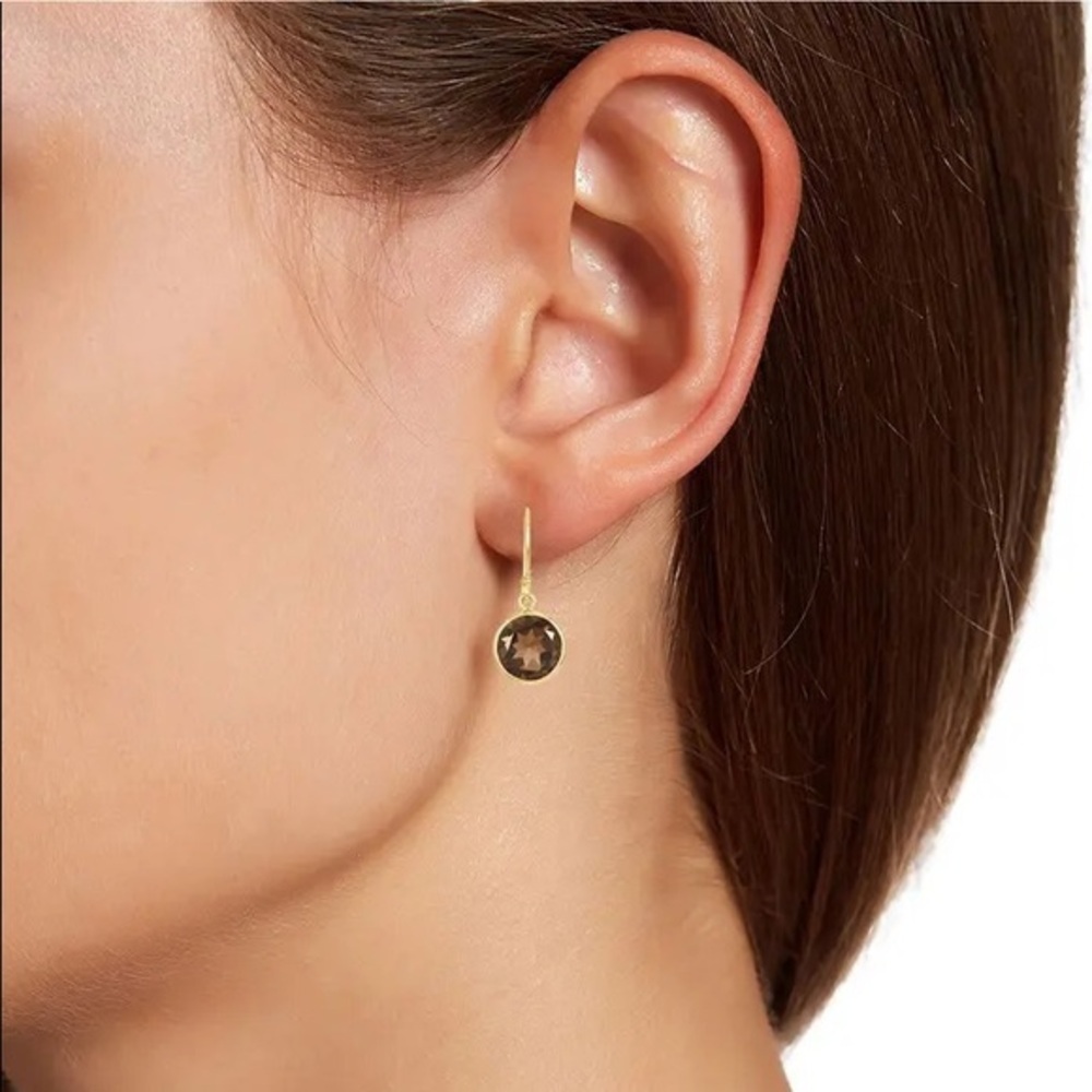 NWOT SAVVY CIE JEWELS 18K Gold Vermeil Smokey Quartz Drop Earrings